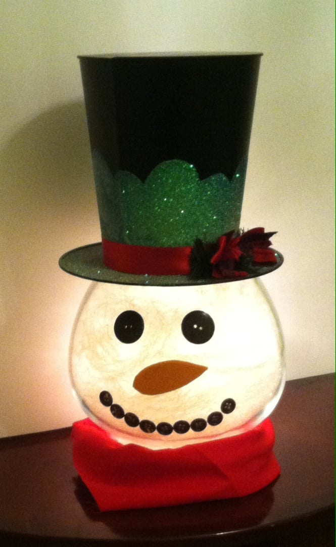 DIY Lighted Fish Bowl Snowman