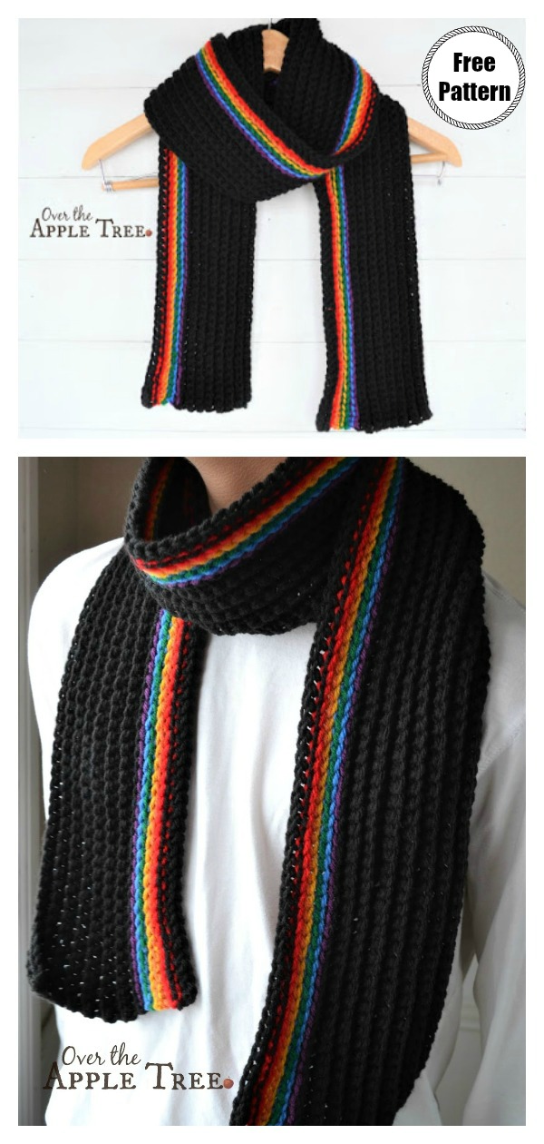 Dark Rainbow Scarf Free Crochet Pattern