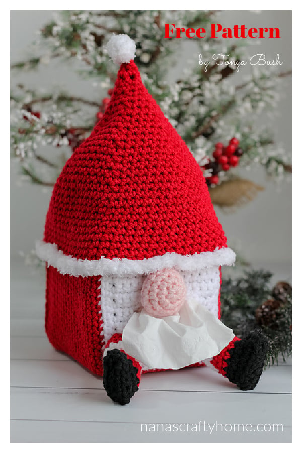 Gnome Tissue Box Cover Free Crochet Pattern