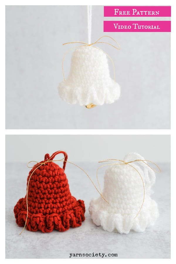 Holiday Bell Ornament Free Crochet Pattern and Video Tutorial 