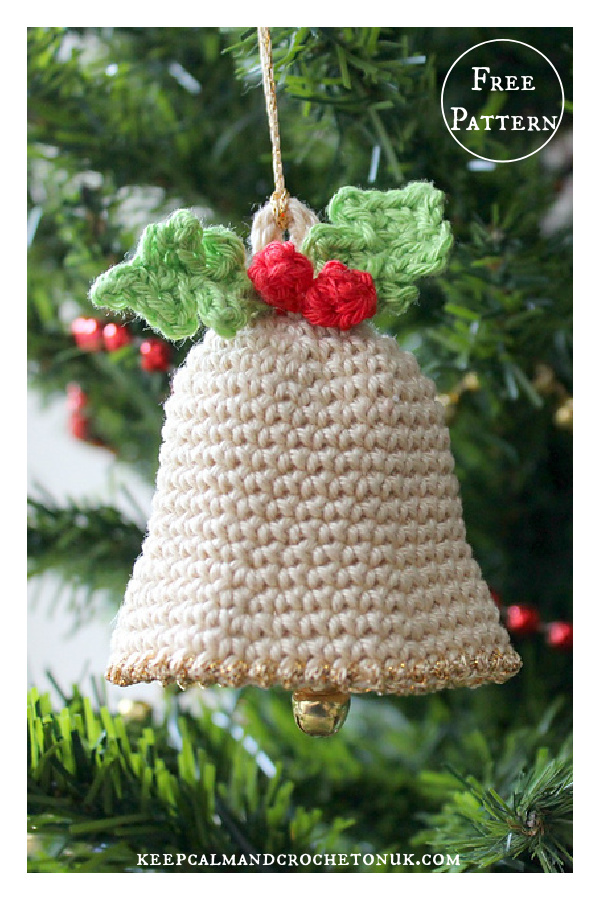 Little Christmas Bell Tree Ornament Free Crochet Pattern