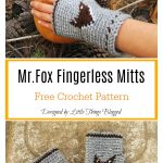 Mr.Fox Fingerless Mitts Free Crochet Pattern