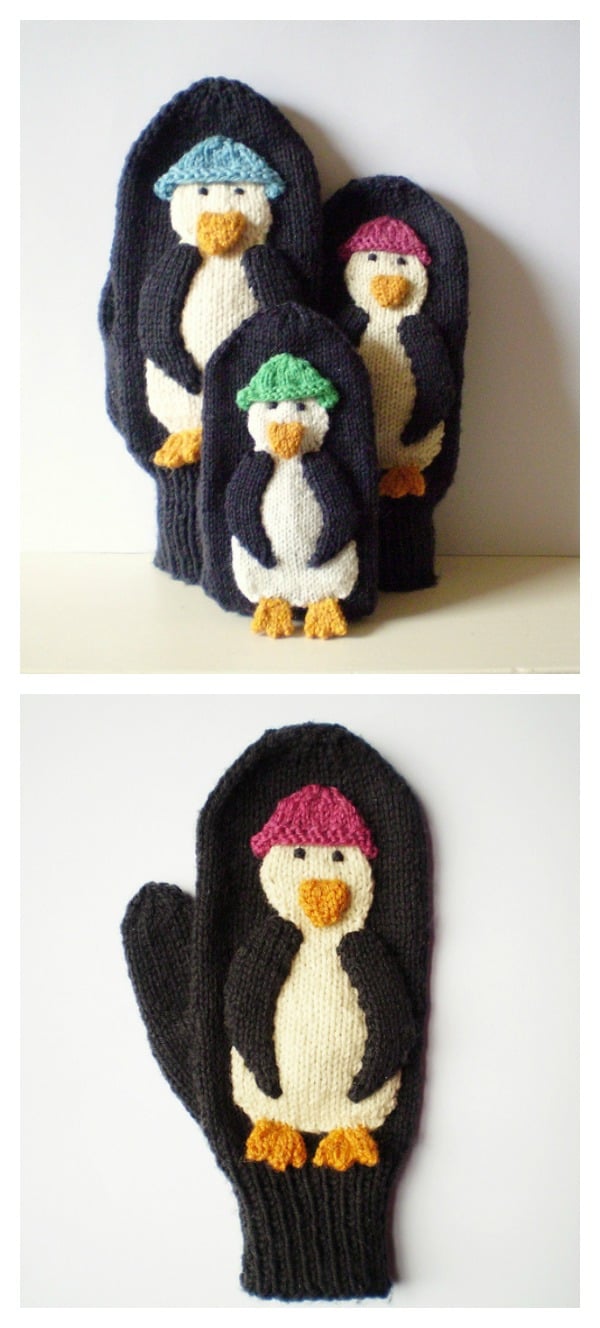 Cute Penguin Mittens Free Knitting And Crochet Patterns