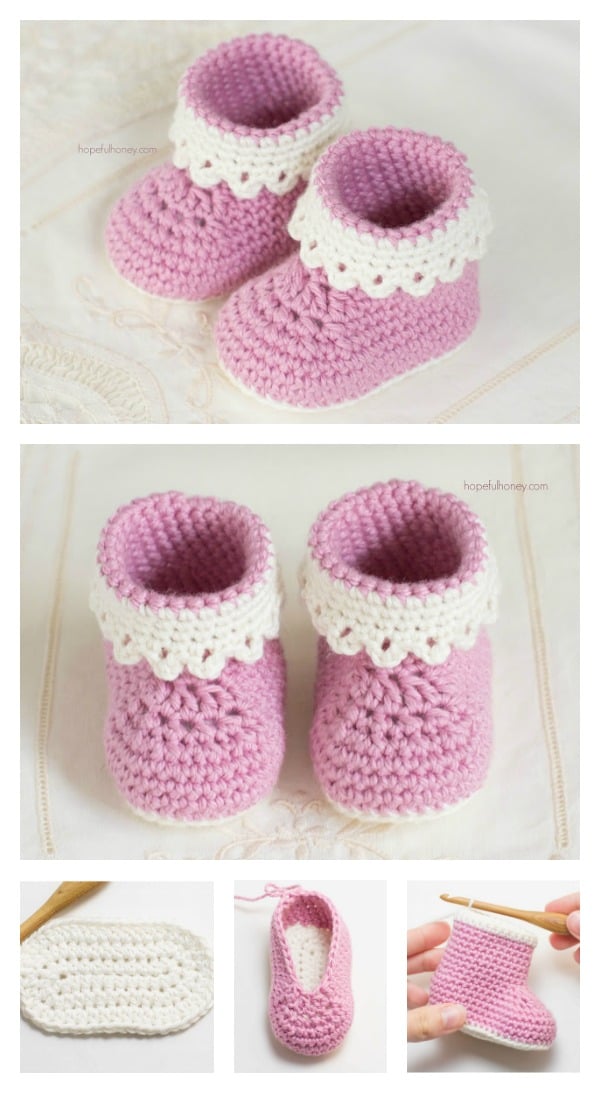 Pink Lady Baby Booties Free Crochet Pattern 