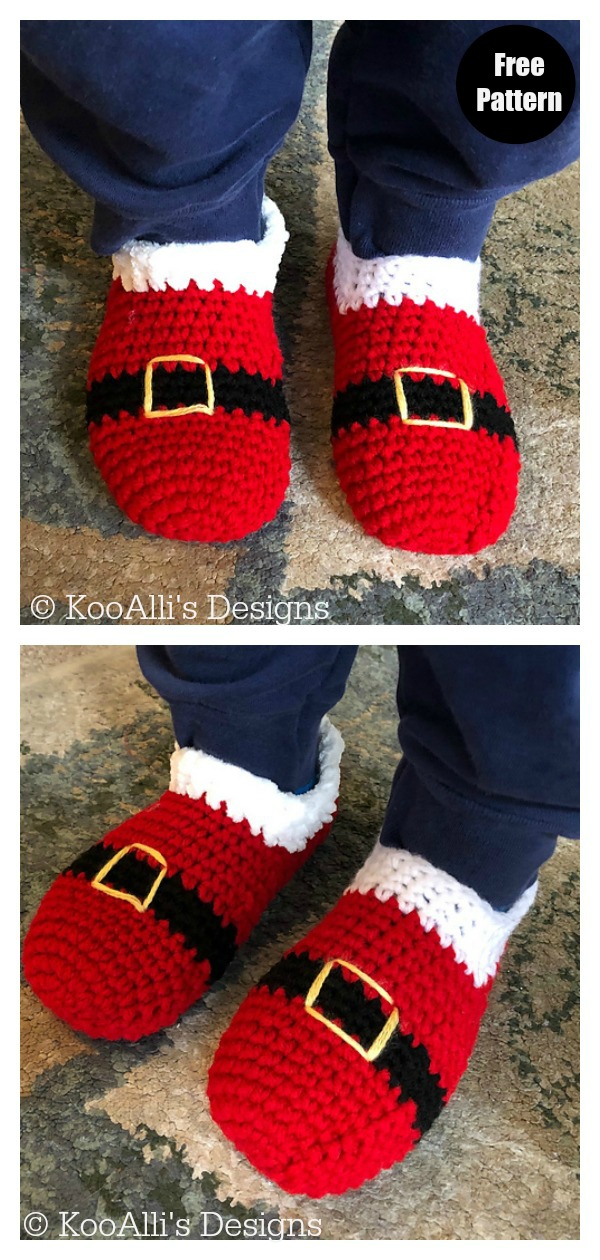 Santa Slippers Free Crochet Pattern 