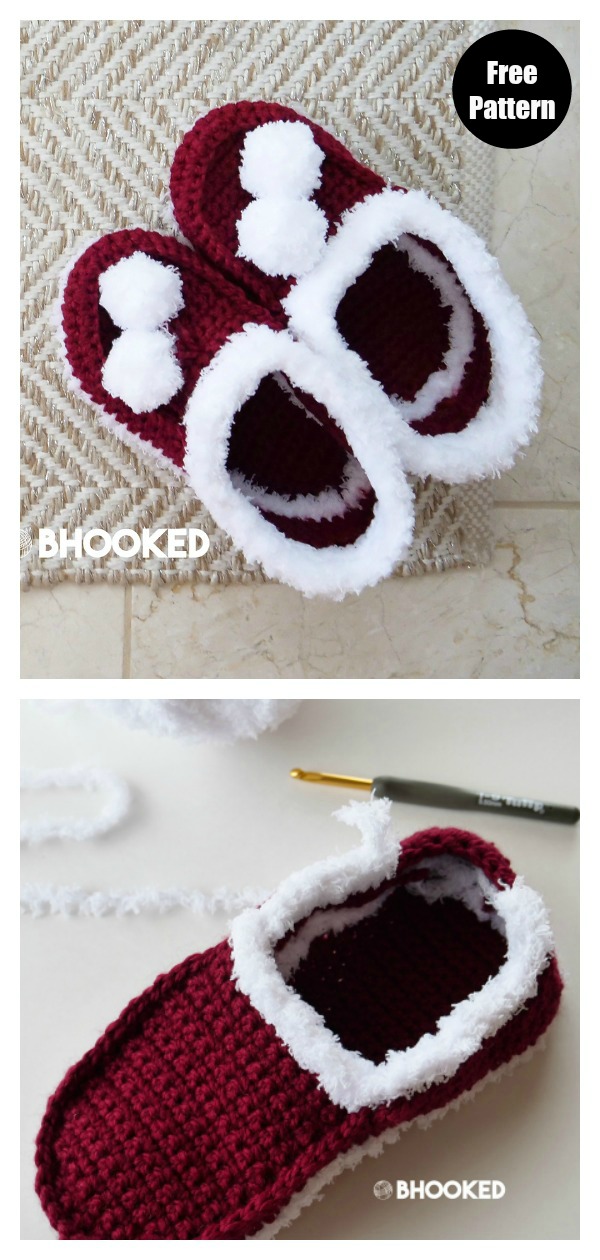 Santa Slippers Free Crochet Pattern