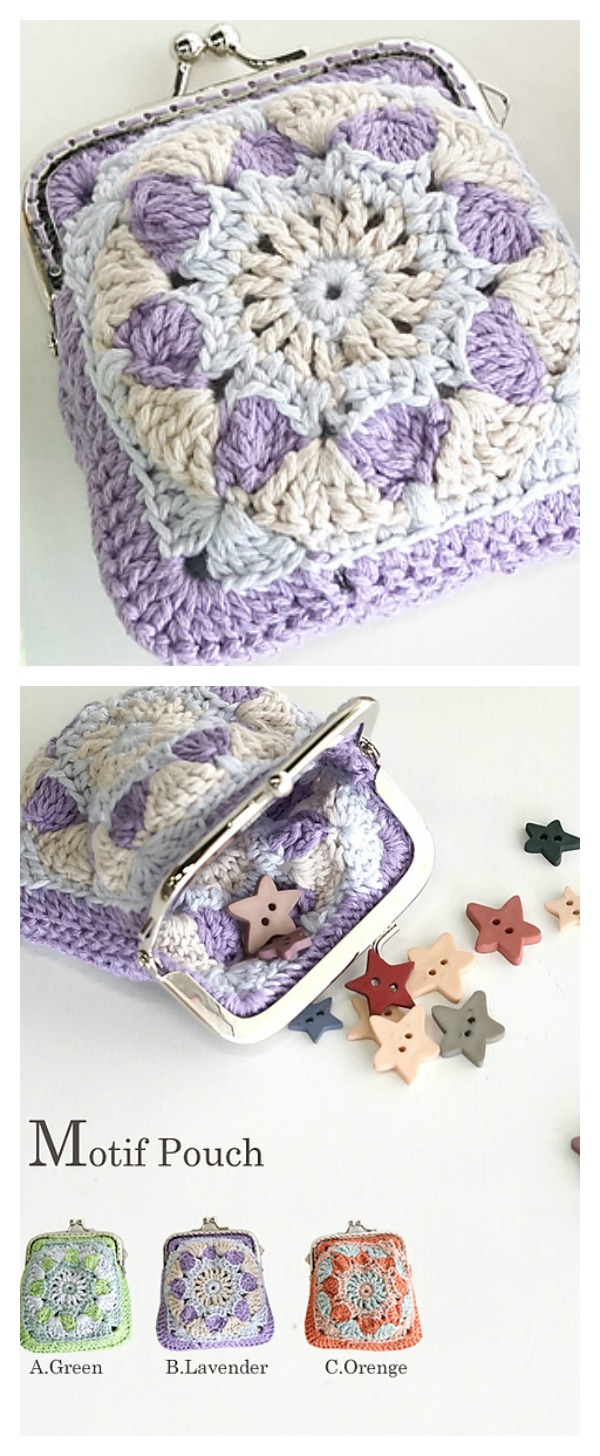 351pouch Motif Pouch / Coin Purse Free Pattern