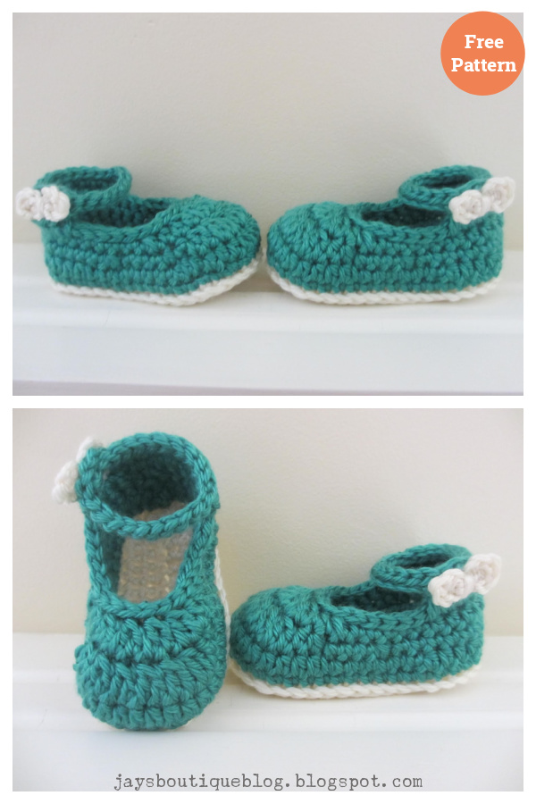 Bow Buckle Mary Janes Free Crochet Pattern