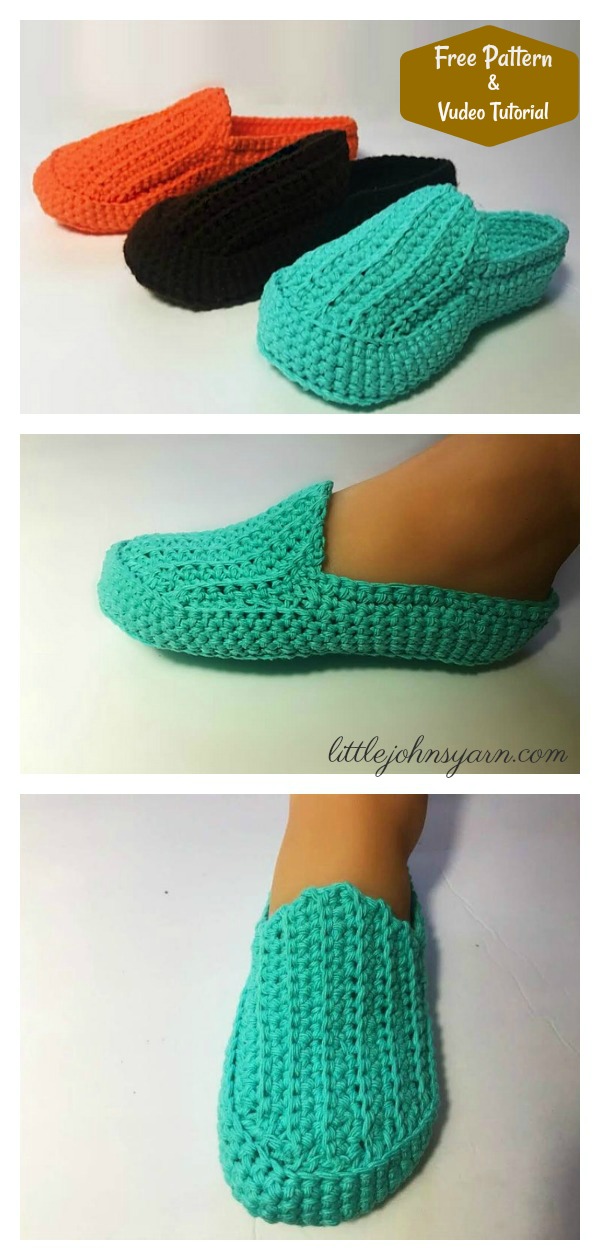 Classic Loafers Slippers Free Crochet Pattern and Video Tutorial