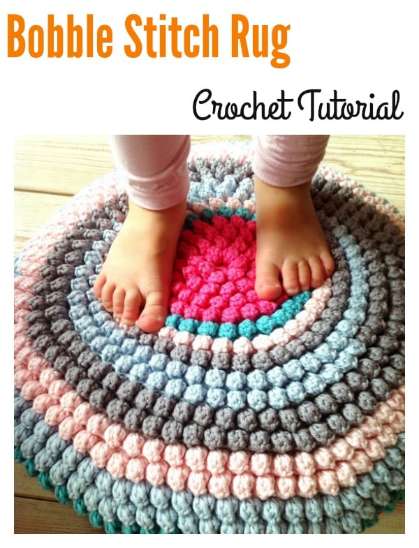 Crochet Bobble Stitch Rug Free Tutorial