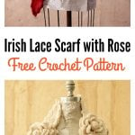 Crochet Irish Lace Scarf with Rose Free Pattern