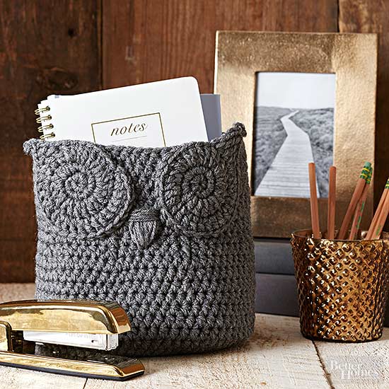 Crochet Owl Basket Free Pattern