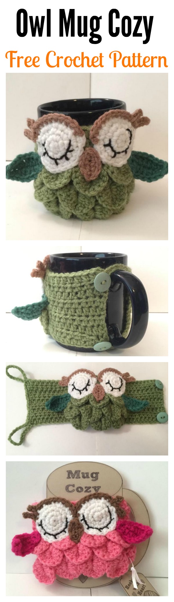 Crochet Owl Coffee/Tea Mug Cozy Free Pattern