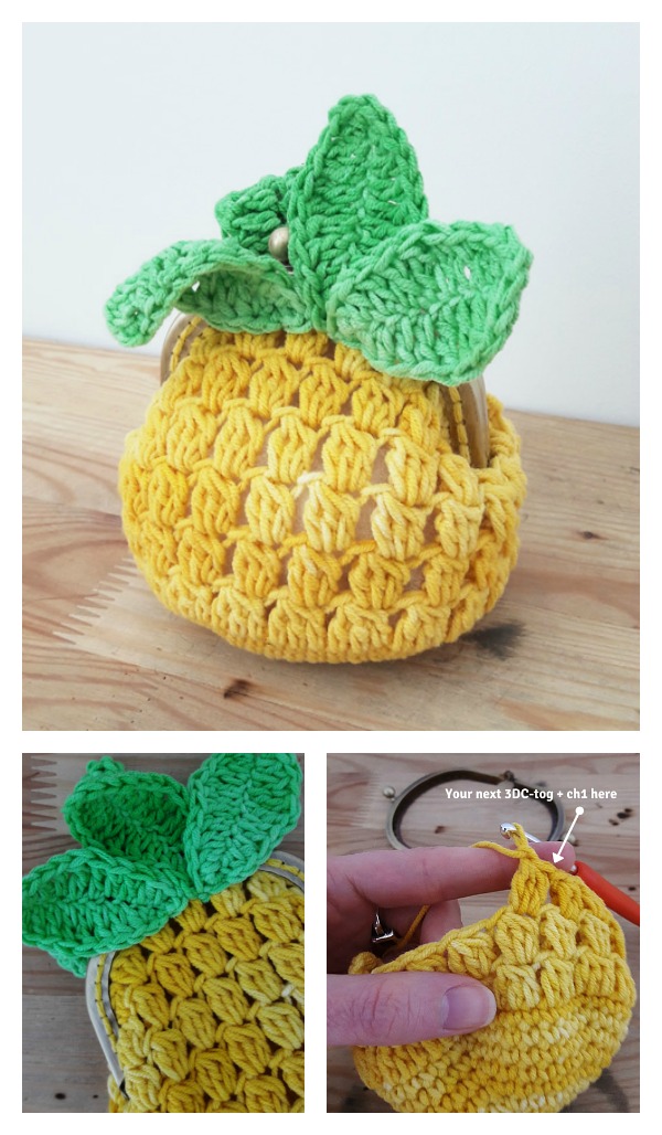 Crochet Pineapple Coin Purse Free Pattern 