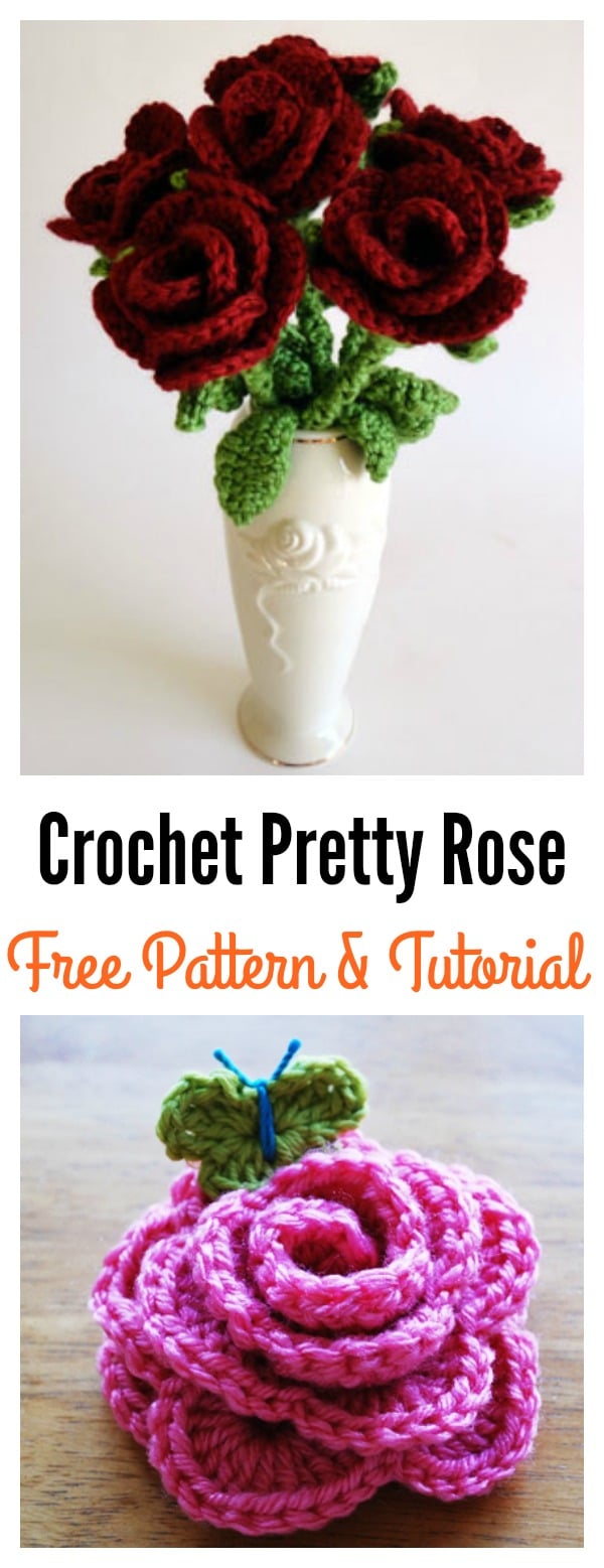 Crochet Pretty Rose Free Pattern and Photo Tutorial