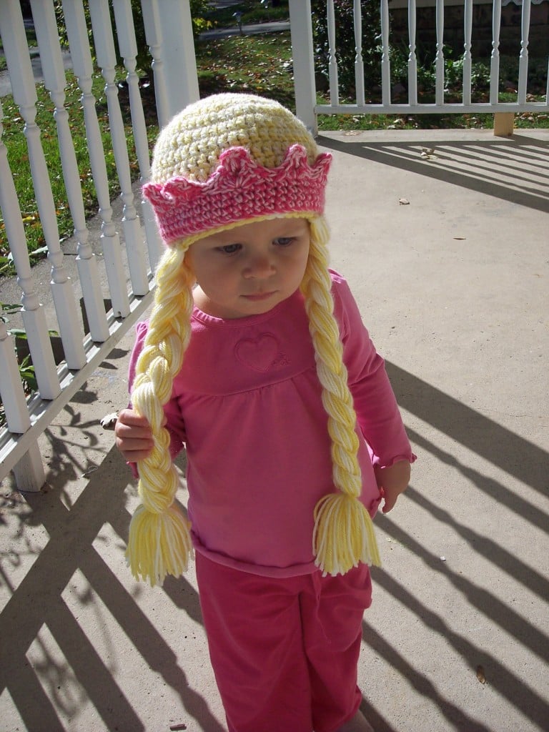 Crochet Princess Hat with Braids and Crown FREE Pattern