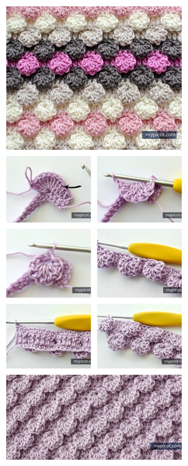 Crochet Textured Bobble - Shell Stitch Free Pattern