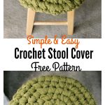 Easy and Simply Crochet Stool Cover with Old T-shirt Free Pattern