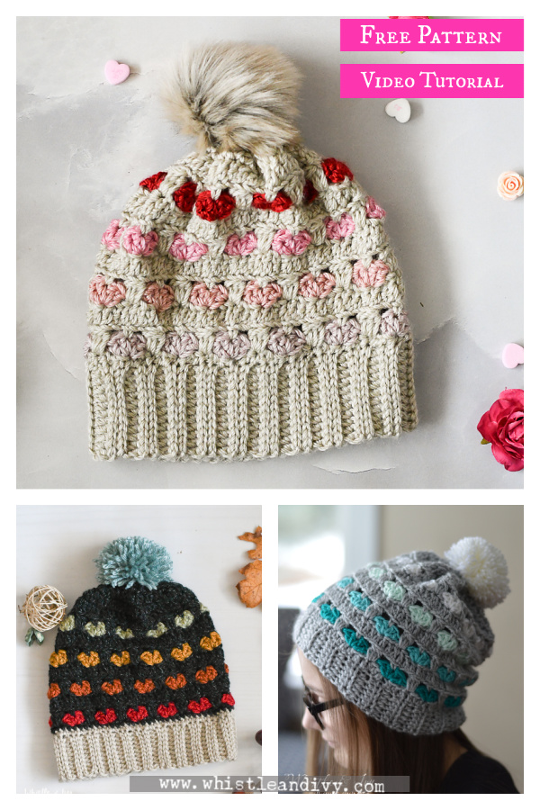 Puppy Love Heart Slouchy Free Crochet Pattern and Video Tutorial