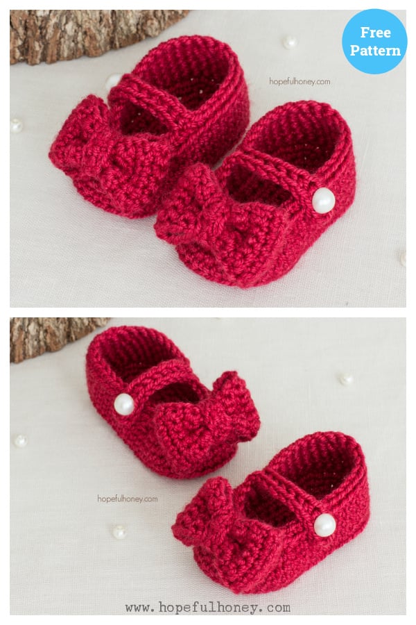 Ruby Red Mary Jane Booties Free Crochet Pattern