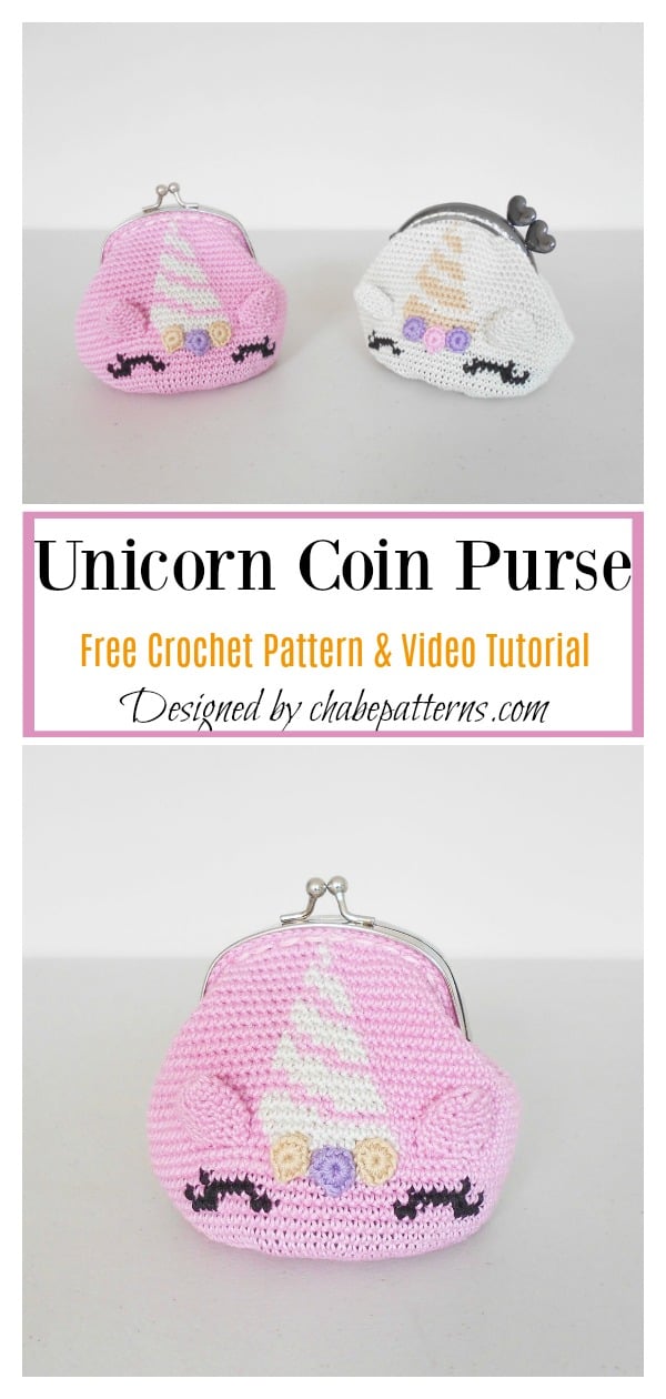 Unicorn Coin Purse Free Crochet Pattern and Video Tutorial