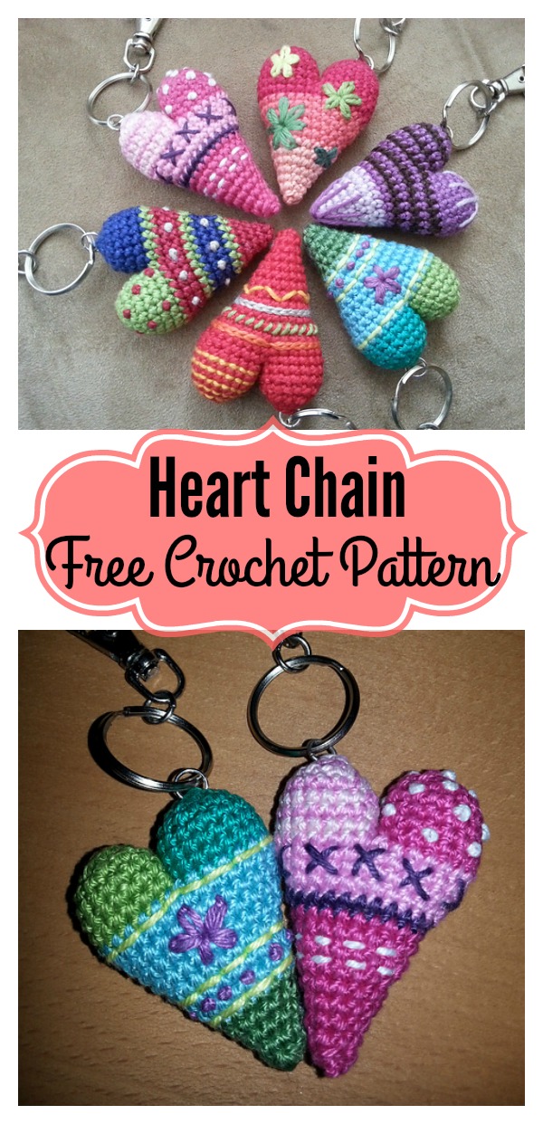 3D Heart Keychain Free Crochet Pattern