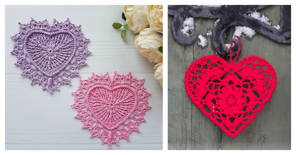 Crochet Lovely Heart Doilies Free Patterns Great for Valentine's Day