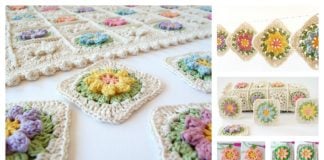 Crochet Primavera Flowers Granny Square Free Pattern and Tutorial