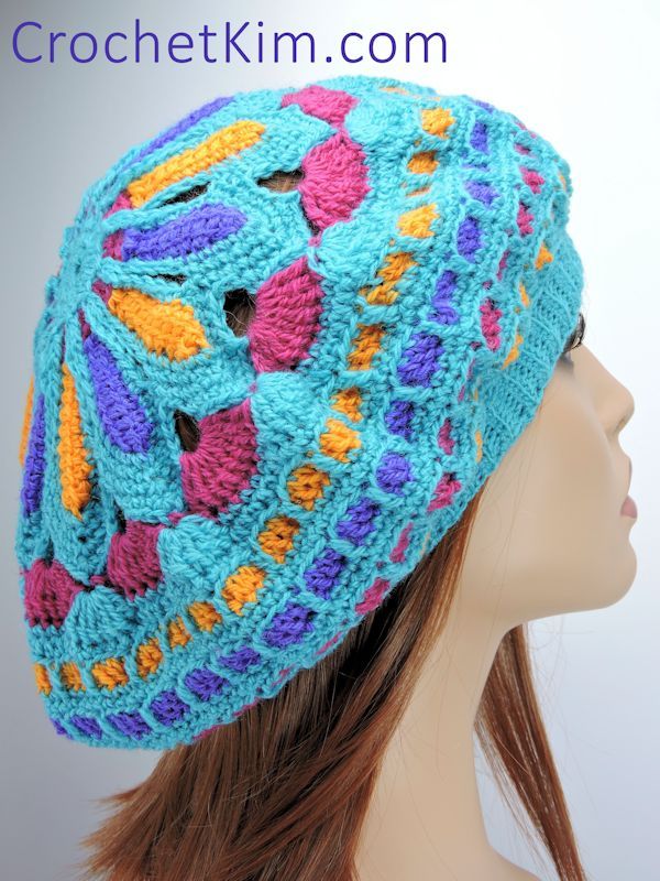 Crochet Turquoise Mandala Slouchie Beanie Free Pattern
