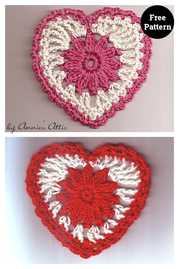 Floral Heart Motif Free Crochet Pattern