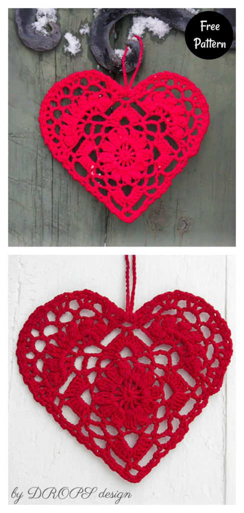 8 Lovely Crochet Heart Doilies Free Patterns