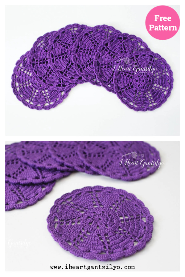 Hearts Doily Coaster Free Crochet Pattern 