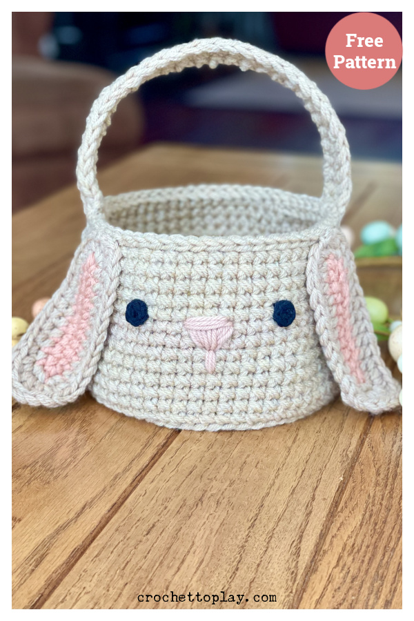 Bunny Easter Basket Free Crochet Pattern