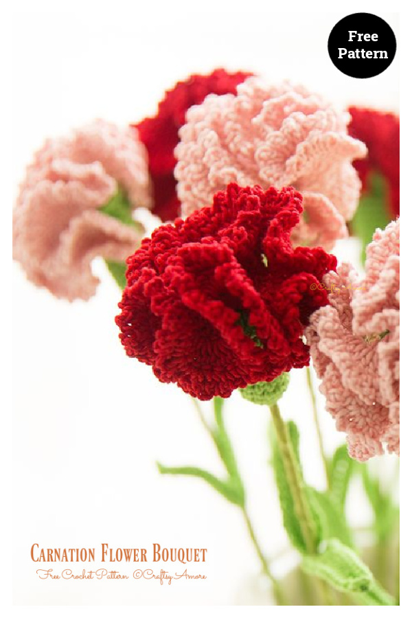 Carnation Flower Bouquet Free Crochet Pattern