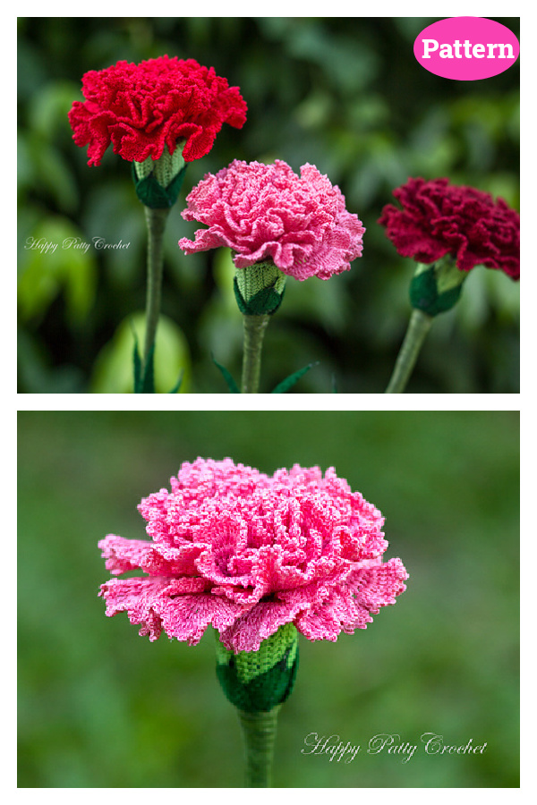 Carnation Flower Crochet Pattern
