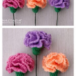 Carnation Flower Free Crochet Pattern and Video Tutorial