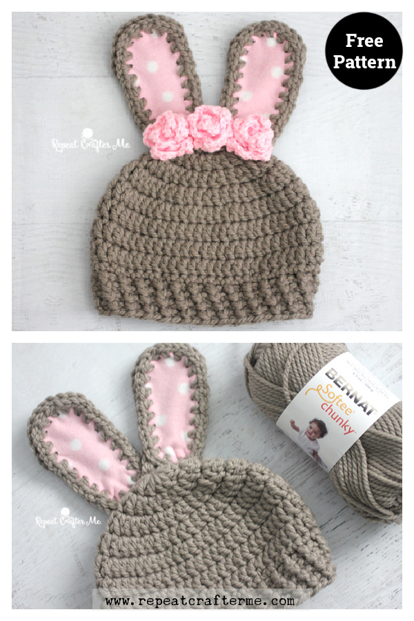 Chunky Bunny Hat Free Crochet Pattern