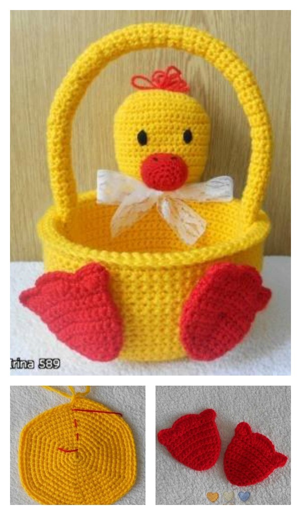  Crochet Duckling Basket Free Pattern