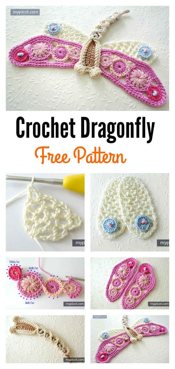 Crochet Dragonfly Applique Free Pattern