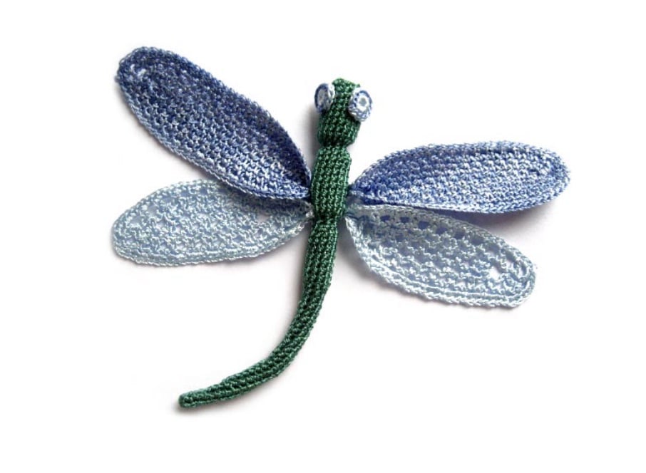 Crochet Dragonfly Applique with Diagram