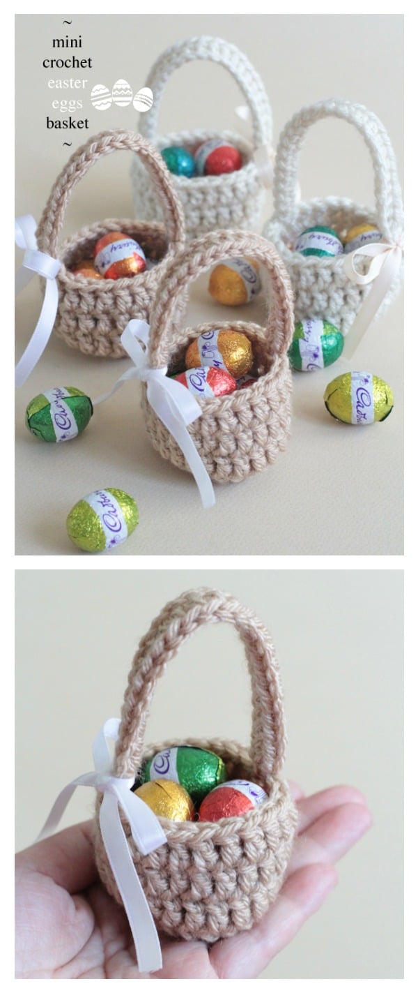  Crochet Mini Easter Eggs Basket Free Pattern