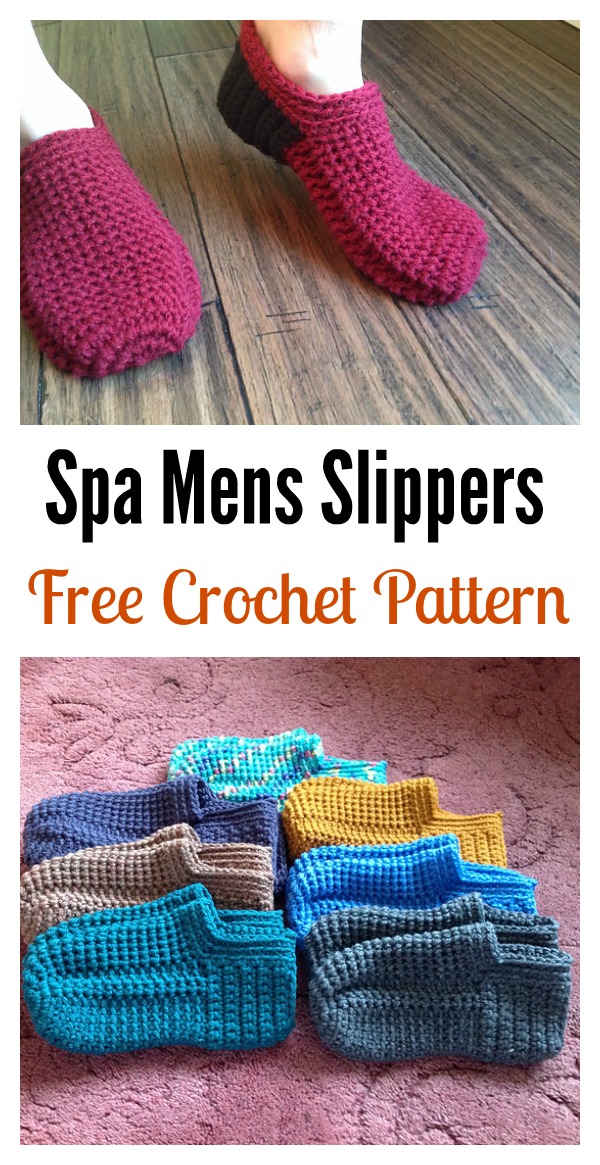 Crochet Spa Mens Slippers Free Pattern