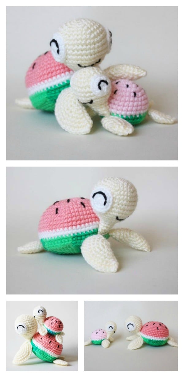 Crochet Watermelon Turtles Amigurumi Free Pattern