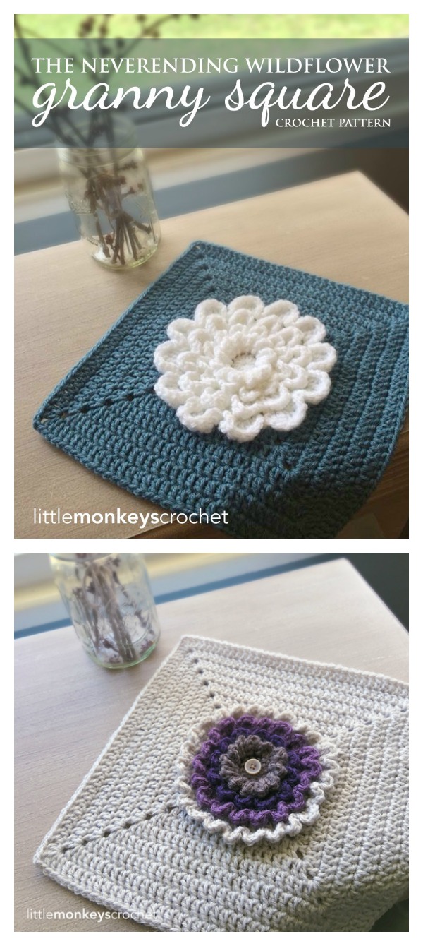 Crochet Wildflower Granny Square Free Pattern