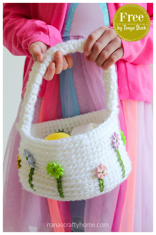 Flower Easter Basket Free Crochet Pattern