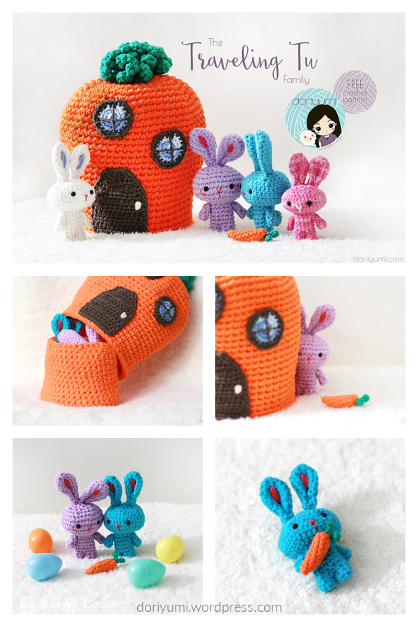 Free Adorable Mini Family of Traveling Rabbits Crochet Pattern 