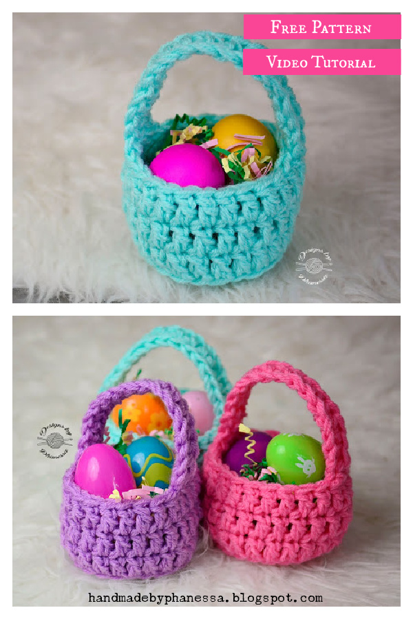 Mini Basket Free Crochet Pattern and Video Tutorial
