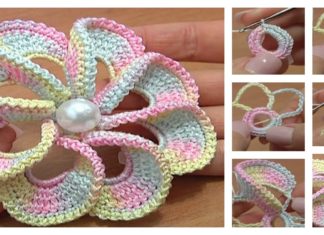 3D Spiral 8-Petal Crochet Flower Trim Around Video Tutorial