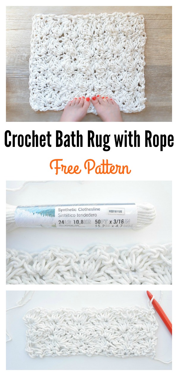 Crochet A Bath Rug with Rope Free Pattern