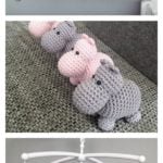 Crochet Hippo Animal Baby Mobile Free Pattern